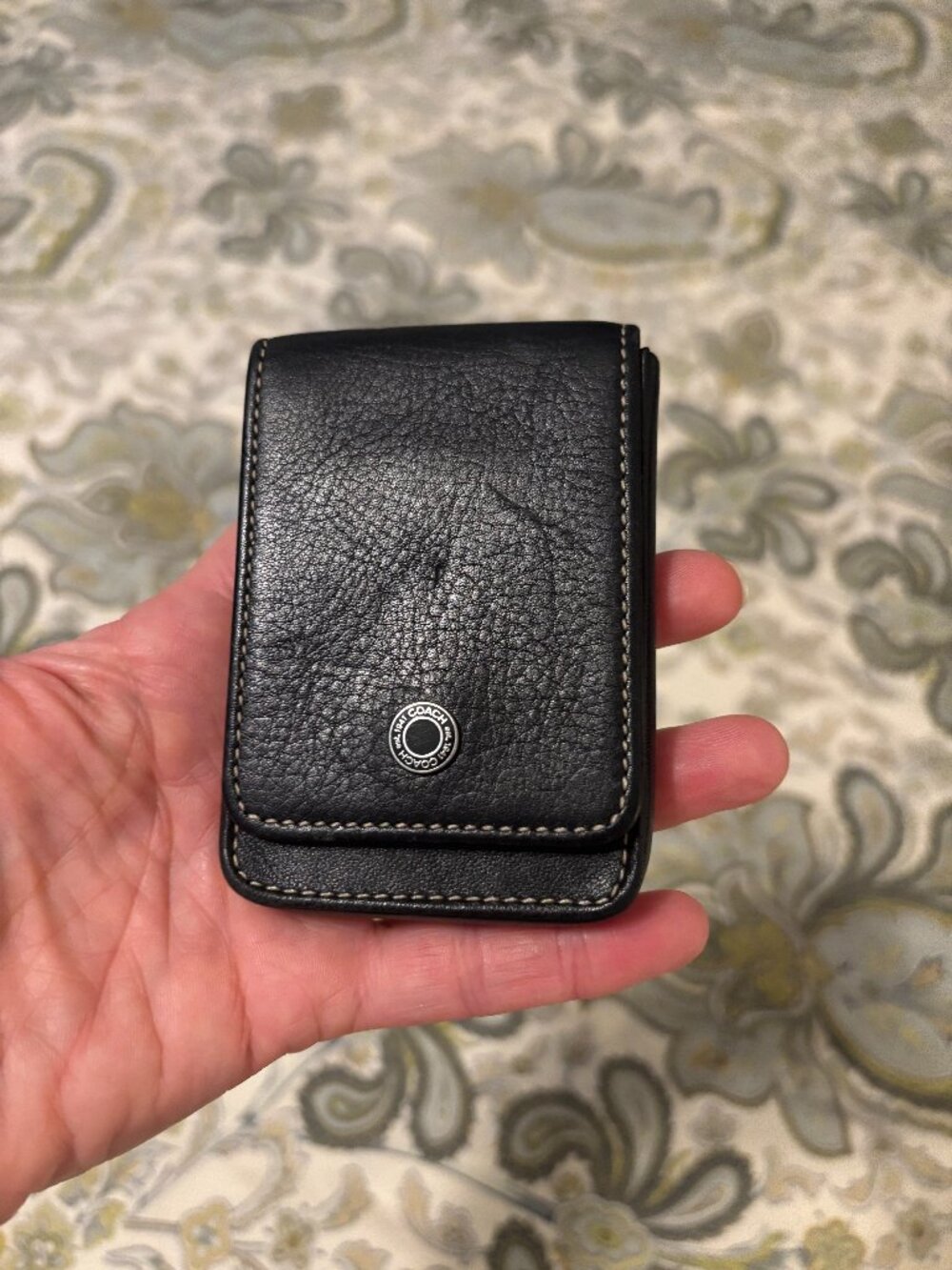 Vintage Coach Hard Case Structured Leather Business Card Holder.
